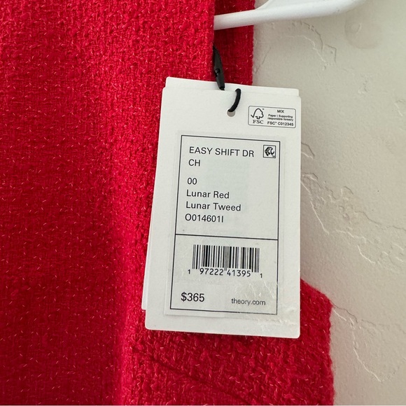 ❤️NWT Theory Lunar Red Tweed Shift Dress Mini Size 00 XS Sleeveless Knee Length - Picture 3 of 8